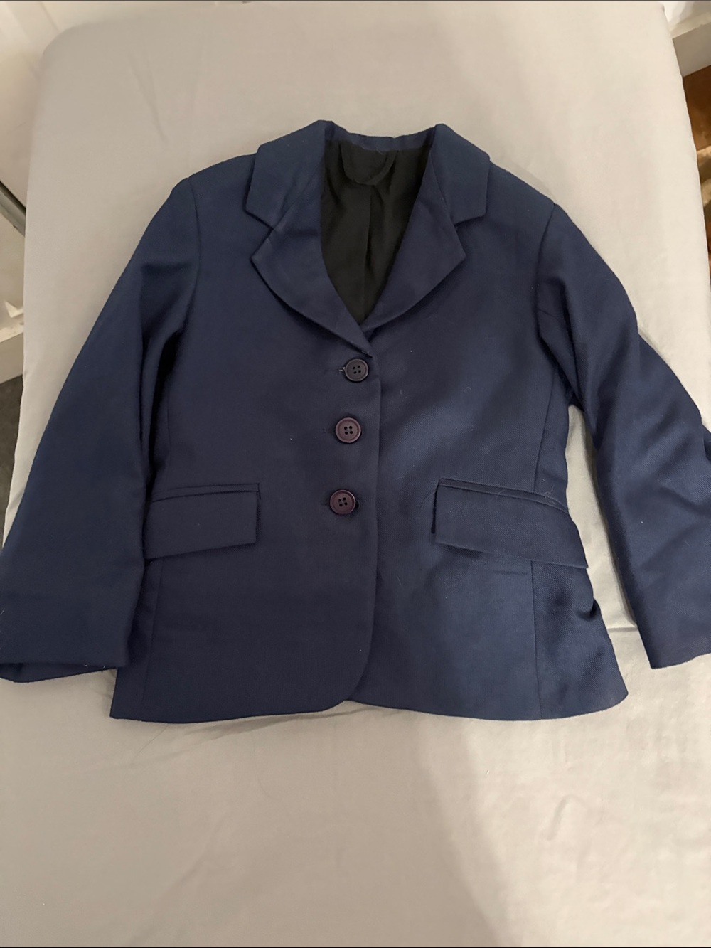 Girls' Navy Three-Button Hunt Equestrian Jacket